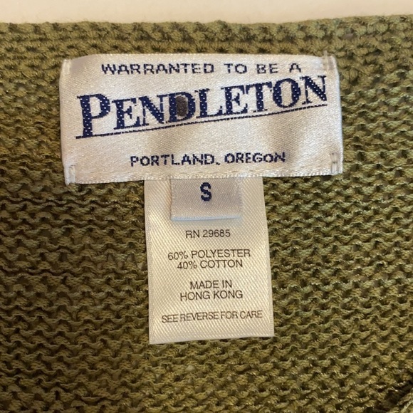 PENDLETON Beautiful Button up Kelly Green button Crewneck Sweater Size Small - Picture 5 of 8